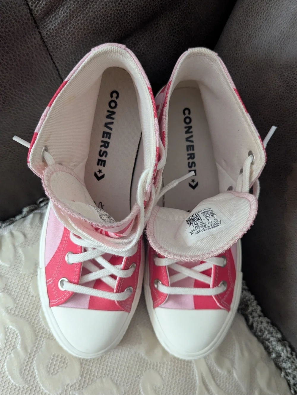 Converse Chuck Taylor Pink Swirl High Top Sneakers Lift Platform Women's Size 8 - Picture 3 of 7
